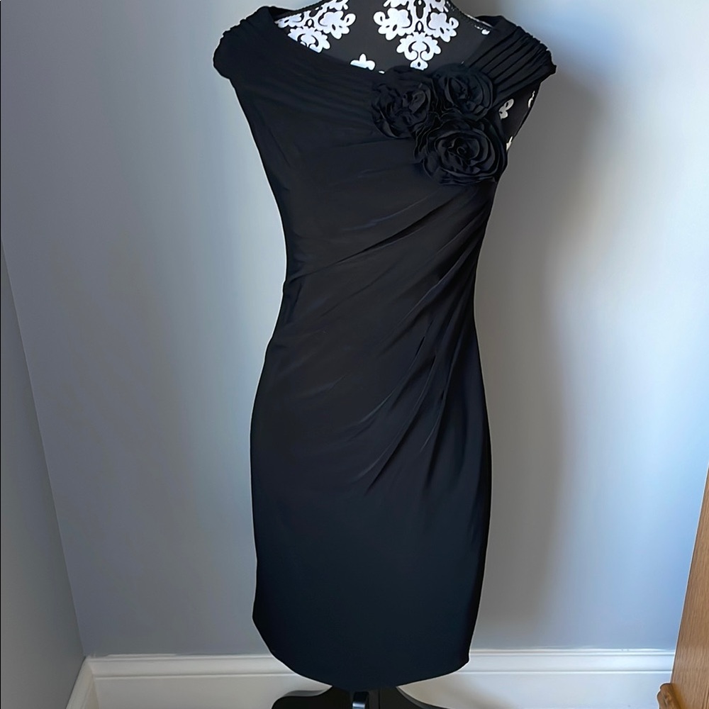 Elegant Black Dress with Floral Detail